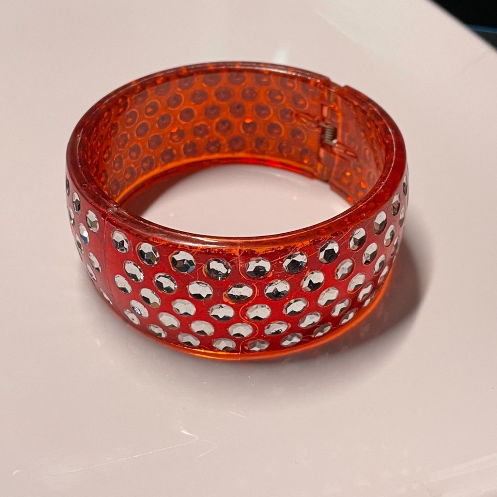 Red Faux Rhinestone Bangle - Picture 4 of 6